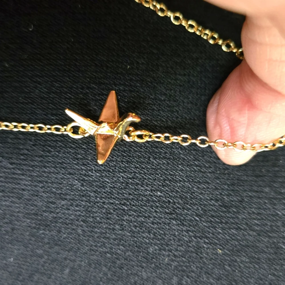 Origami Swan Gold Anklet - Picture 1 of 8